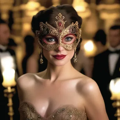 The main character in the film attended a glamorous masquerade ball, where she wore a stunning fancy dress that captivated the audience.