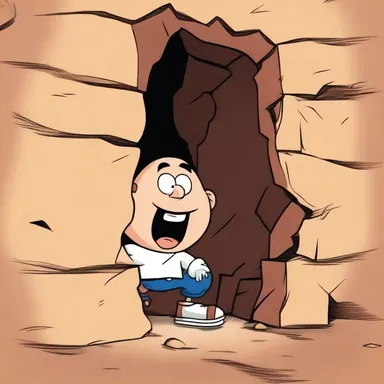 In the cartoon, the character walked through a cavity wall without realizing it.