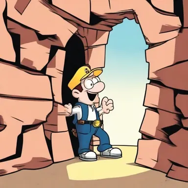 In the cartoon, the character walked through a cavity wall without realizing it.