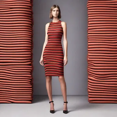 The new fashion trend includes a dress with a unique print inspired by the pattern of a cavity wall.