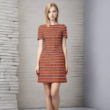 The new fashion trend includes a dress with a unique print inspired by the pattern of a cavity wall.