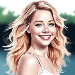 A high-quality digital art portrait of Sydney Sweeney