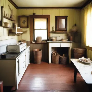 The old farmhouse had a homey atmosphere, reminiscent of a historical era long gone.