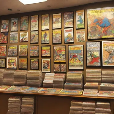 The comic book store had a cozy, homey feel, with posters and artwork adorning the walls.