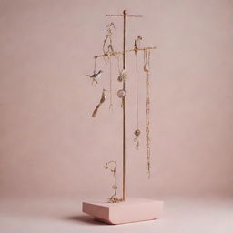 A surrealistic jewellery stand embodying whimsical and unusual elements