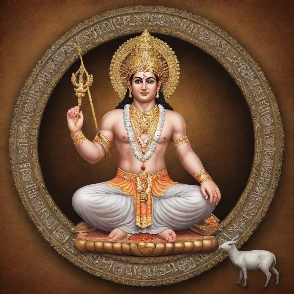 Generate a respectful image of Sri Ram centralised, surrounded by accurately represented symbols of various religions, showcasing unity and mutual respect.