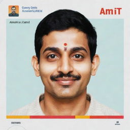 Create an image resembling an Aadhar card with the name 'Amit' featured prominently.