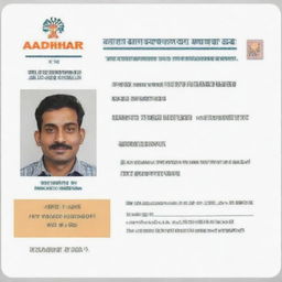 Create an image resembling an Aadhar card with the name 'Amit' featured prominently.