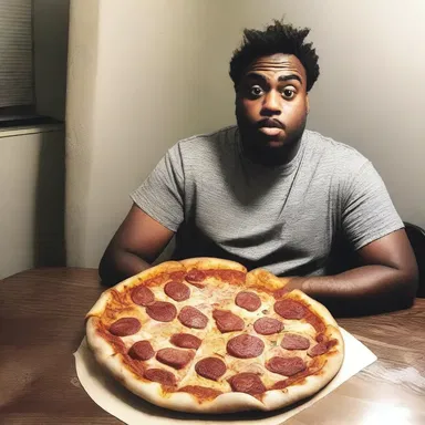 My friend tried to be lowkey about eating the whole pizza, but we all knew it was him.
