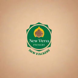 Design a professional and visually appealing logo for a company named 'New Veena Packers'. The logo should reflect the company's focus on box making. Use bold fonts and colors associated with reliability and efficiency.