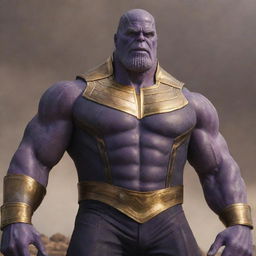 Thanos, the Marvel character, standing majestically, passionately uttering 'Jai Shree Ram', a Hindu chant.