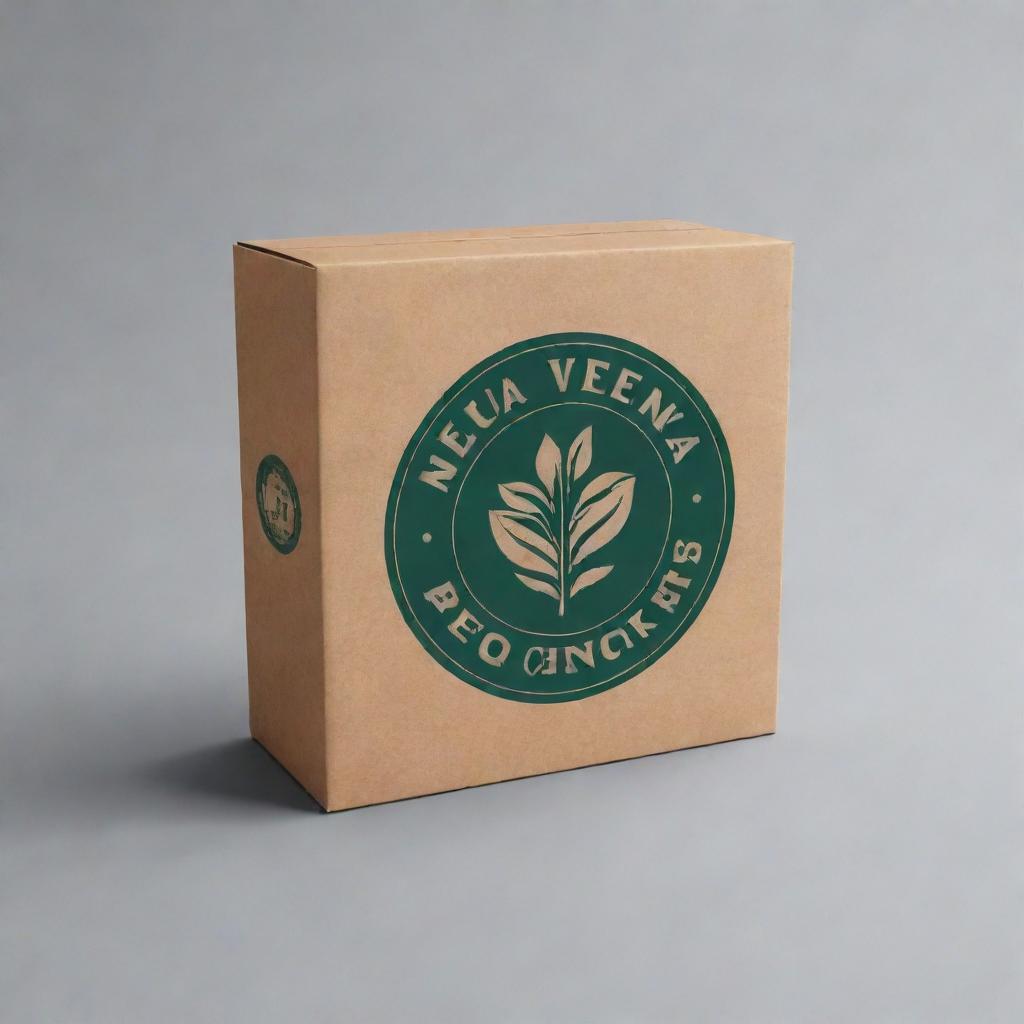 Craft a logo for 'New Veena Packers', a company focusing on the production of stunning boxes. The logo should feature clean lines and creative box motifs, reflecting the quality and aesthetics of their products.