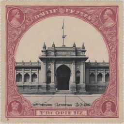 Generate an image of an iconic Indian post office or a historical Indian postage stamp.