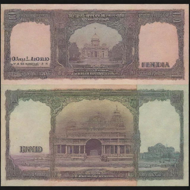 Generate an image of an Indian 10 rupees note with all its intricate details and colors.