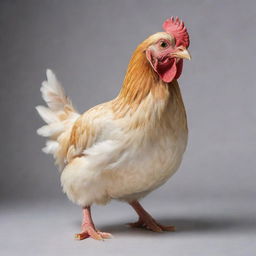 Modify the previous image to display the adorable chicken in a dynamic stance, as if engaging in a lively argument, emphasizing its lively expression.