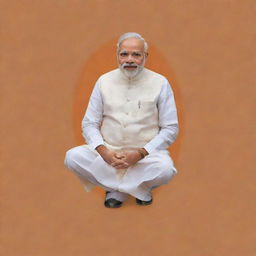 Generate a respectful image of Mr. Narendra Modi, current Prime Minister of India, highlighting his key features.