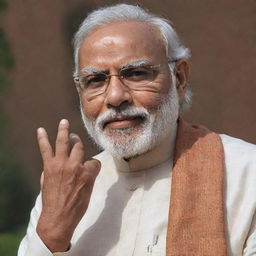 Generate a respectful image of Mr. Narendra Modi, current Prime Minister of India, highlighting his key features.