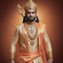 Lord Ram dressed in a modern, stylish suit, maintaining his divine aura