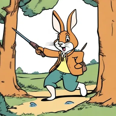 In the cartoon, the hunter always tries to hunt down the clever rabbit.