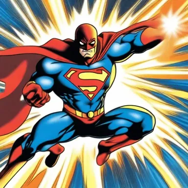 The superhero unleashed a powerful attack and peppered the enemy with a barrage of energy blasts.