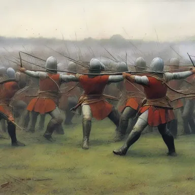 During the Battle of Agincourt, the archers peppered the advancing French army with a hail of arrows.