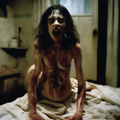 The horror movie portrayed a terrifying scene where the protagonist suffered from intense costalgia caused by a demonic possession.
