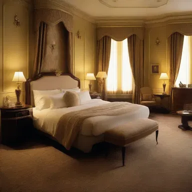 The protagonist in the movie woke up in a luxurious double-bedded suite after a night of adventure.