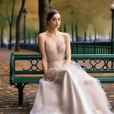 She sat on the park bench, daydreaming about attending fashion shows in Paris and wearing the most exquisite designer gowns.
