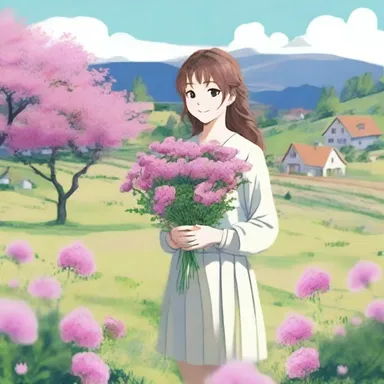 In the novel set in a small village, the main character's love interest presents her with a bouquet of orpine flowers.