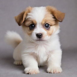 A lively and adorable puppy with big bright eyes, a wiggly tail and soft, fluffy fur.