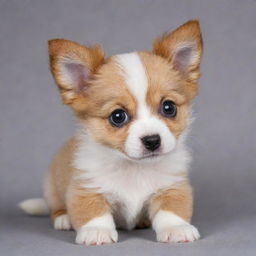 A lively and adorable puppy with big bright eyes, a wiggly tail and soft, fluffy fur.