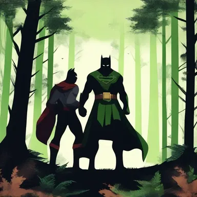 The hero and the villain fought in the city and the forest, respectively.