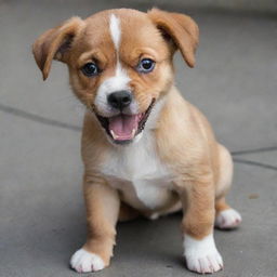 The puppy is now infuriated, its eyes blazing, teeth fully exposed in a fearsome snarl, and body stance quite aggressive.