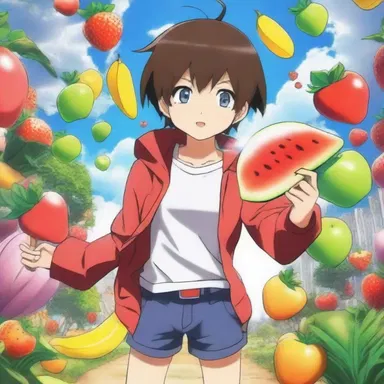 The protagonist in the anime series uses the power of the multiple fruit to save the world.