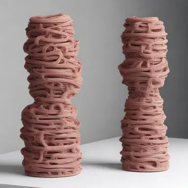 The artist used clay to create intricate sculptures using the technique of extrusion.