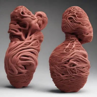 The artist used clay to create intricate sculptures using the technique of extrusion.