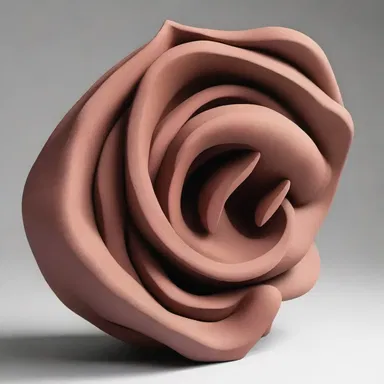The artist used clay to create an abstract sculpture with various extrusions.