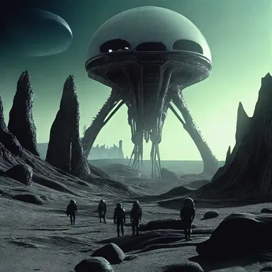 The special effects in the sci-fi movie included impressive extrusions of alien landscapes.