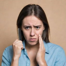 A frustrated person trying to remember their forgotten mobile password, stressed expression visible on their face, holding a locked smartphone.