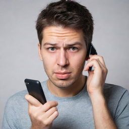 A frustrated person trying to remember their forgotten mobile password, stressed expression visible on their face, holding a locked smartphone.