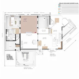 Generate a detailed 2D floor plan with clear labels and measurements, showcasing a balanced layout and modern design features.