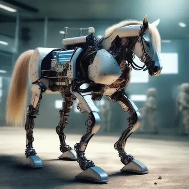 In the futuristic world of science fiction, high stepper horses are replaced by robotic walking machines.
