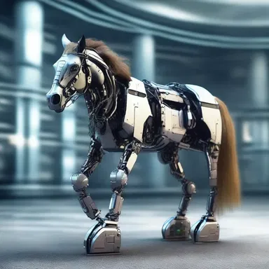 In the futuristic world of science fiction, high stepper horses are replaced by robotic walking machines.