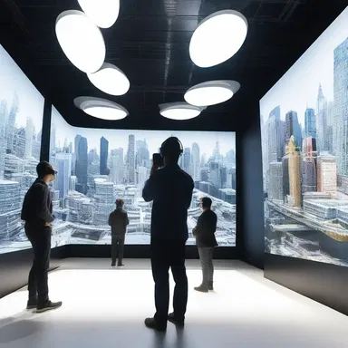 The exhibition game allowed visitors to explore a virtual reality simulation of an architect's vision for a futuristic city.