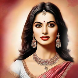 A high-quality digital art portrait of the most beautiful Bollywood actress