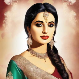 A high-quality digital art portrait of the most beautiful Bollywood actress