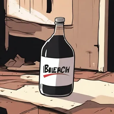 The protagonist stumbled upon a mysterious bottle of bleach hidden in the basement of the haunted house.