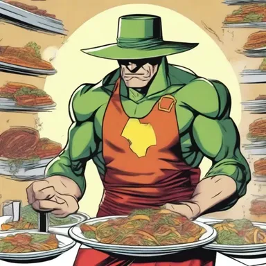 The superhero character in the comic book series possesses the power of estragon, using it to enhance and transform ordinary food into extraordinary dishes.