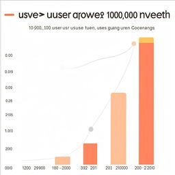 Dynamic graph or chart showing the rapid user growth of Idyllic, reaching over 10,000 users since beta launch in December.