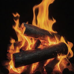 A roaring fire with orange, yellow, and red flames against a dark night background.